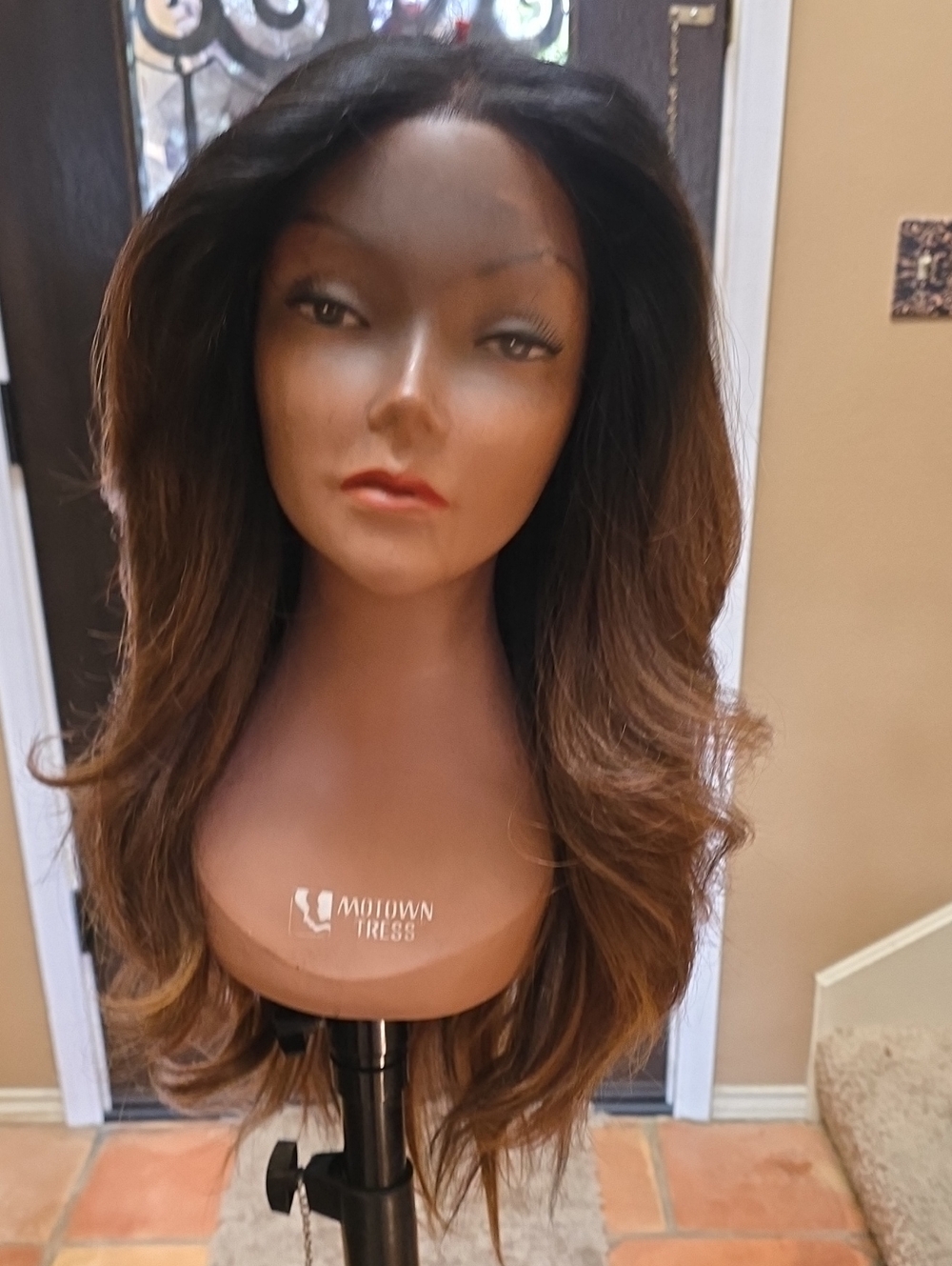 Women's Long Layered Synthetic Brown Ombre Wig
